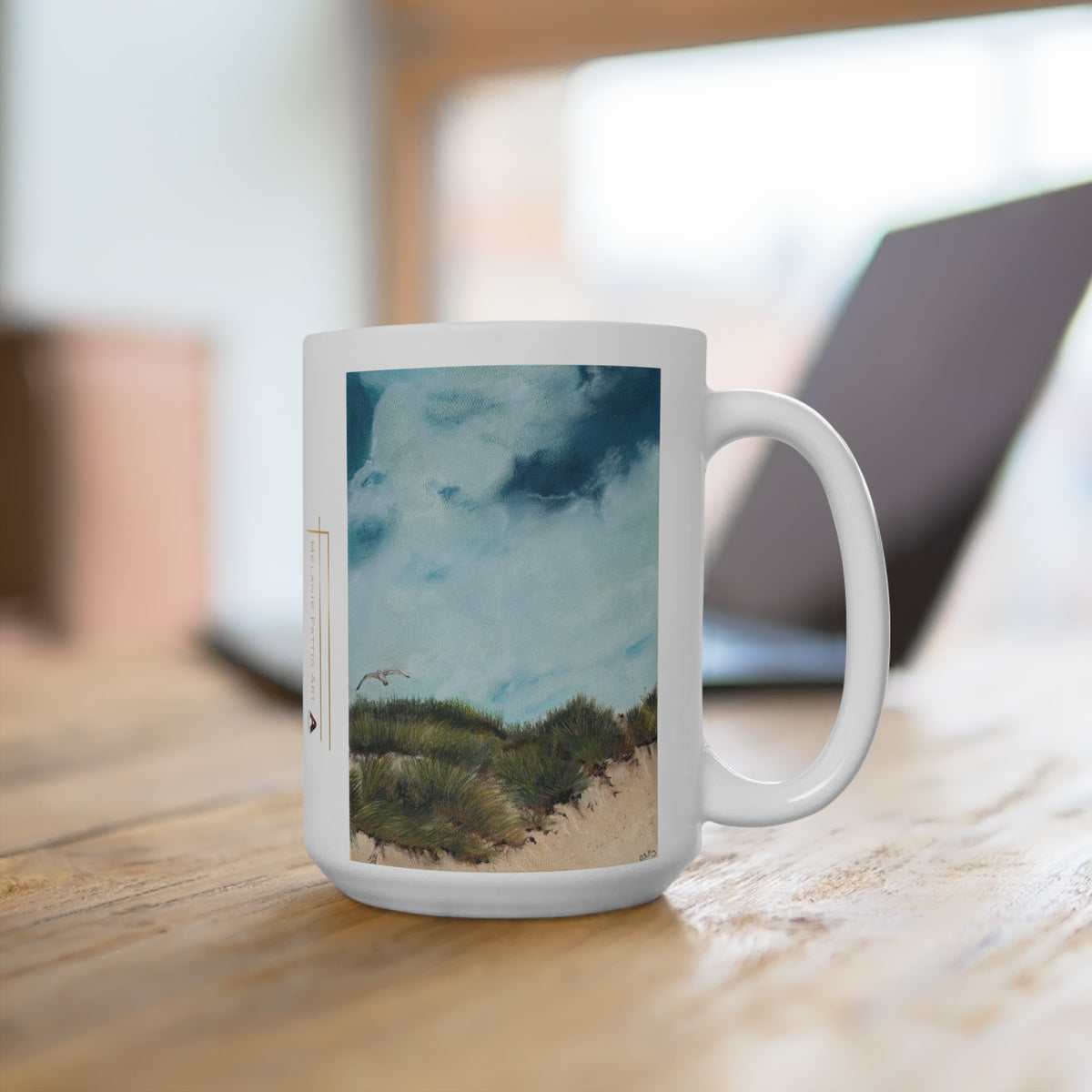 Coastal Dunes In Art Mug – Nebraska Landscape Painting, Black 15oz