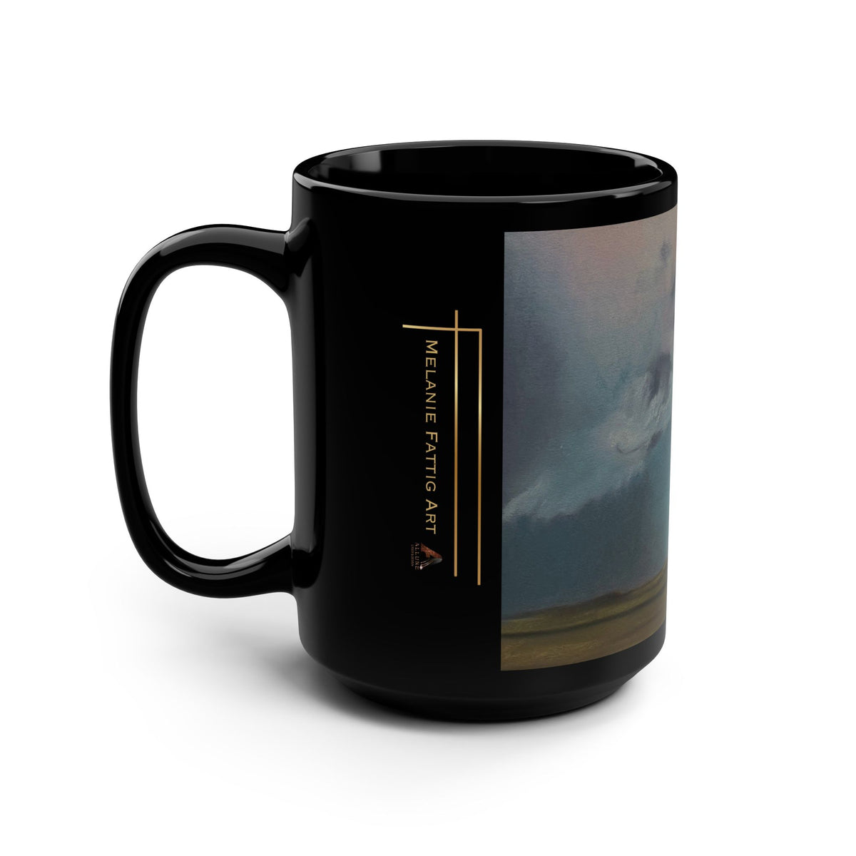 Prairie Storm Landscape Art Mug – Nebraska Plains Painting, Black 15oz