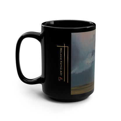 Prairie Storm Landscape Art Mug – Nebraska Plains Painting, Black 15oz