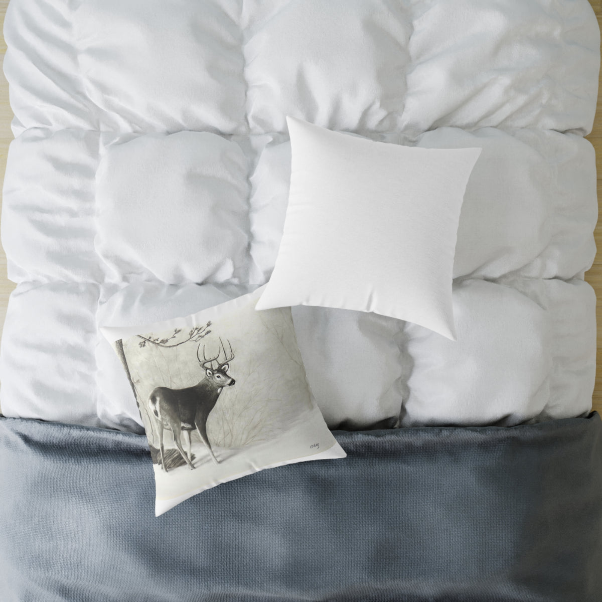 First Snow Square Poly Canvas Pillow