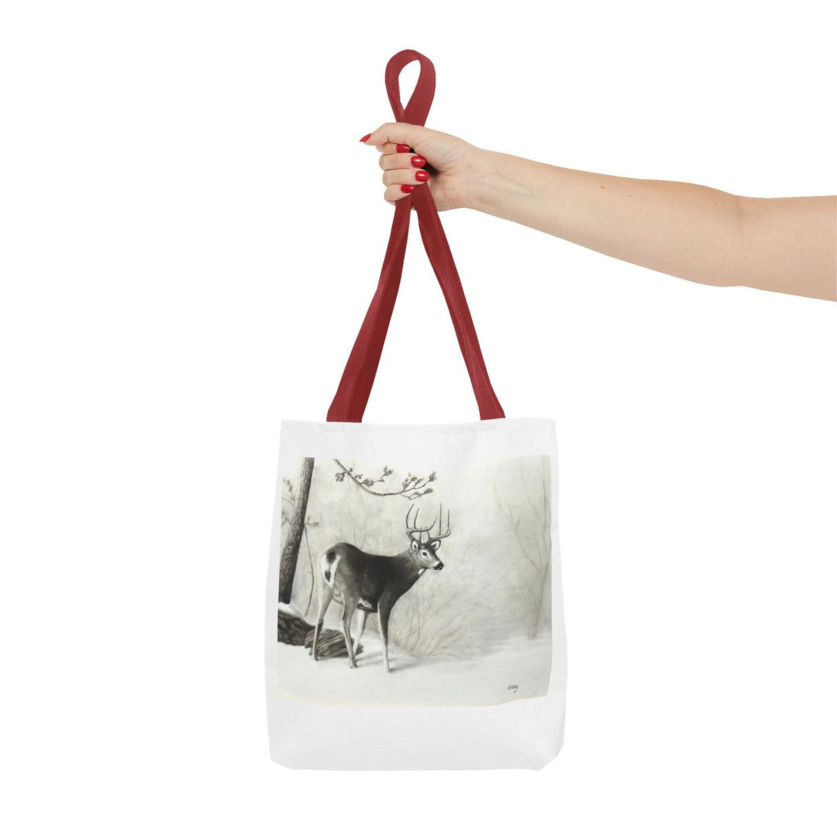 First Snow Tote Bag – All-Over Print Wildlife Art, 13"×13"