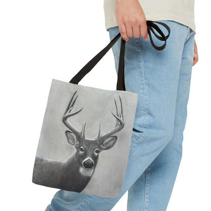 Watcher 1 Art Tote Bag – All-Over Print, Wildlife Deer Artwork, 13"×13"
