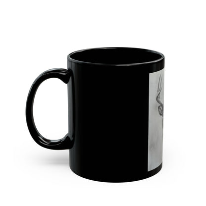 Watcher 2 Art Mug – Wildlife Deer Drawing, Black 11oz