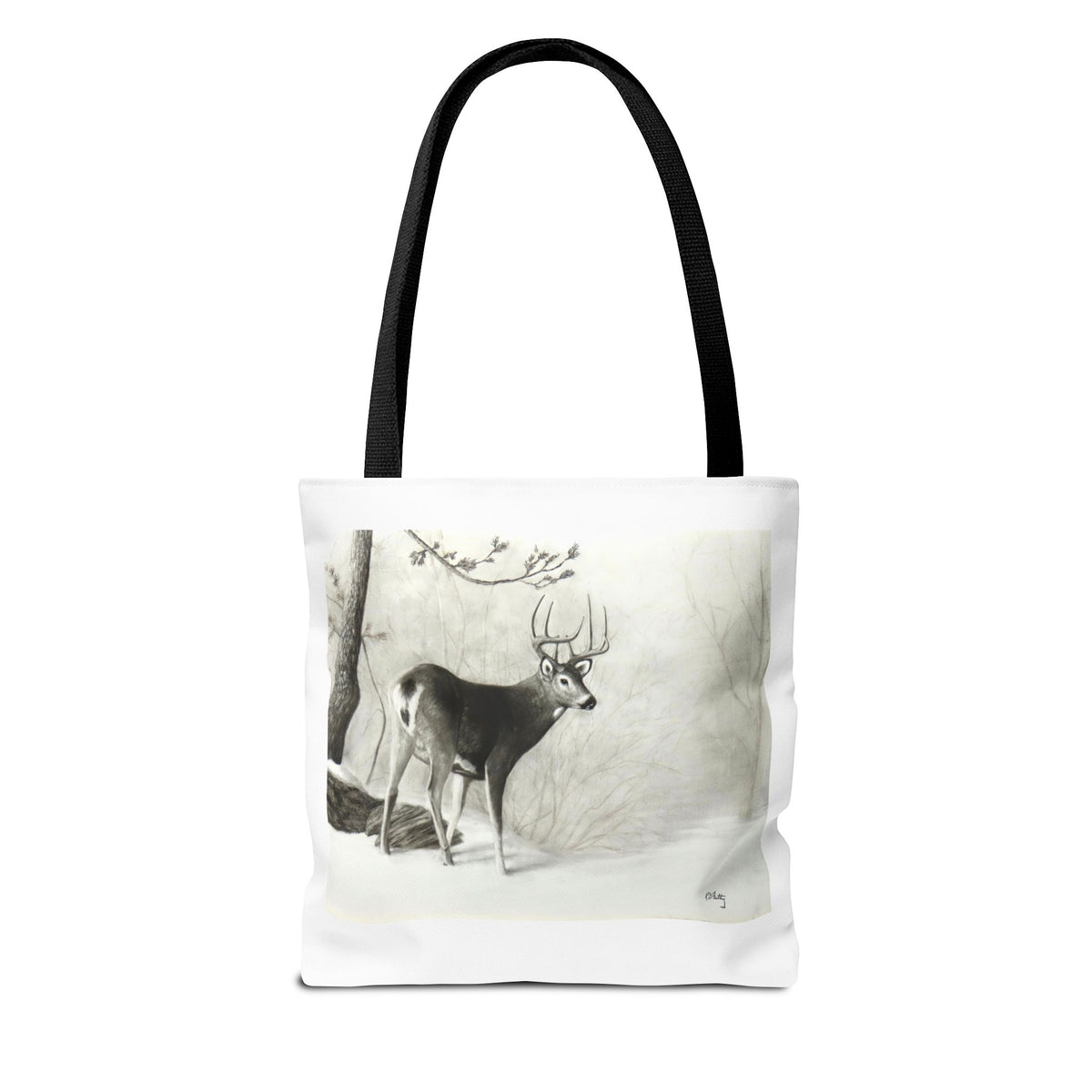 First Snow Tote Bag – All-Over Print Wildlife Art, 13"×13"