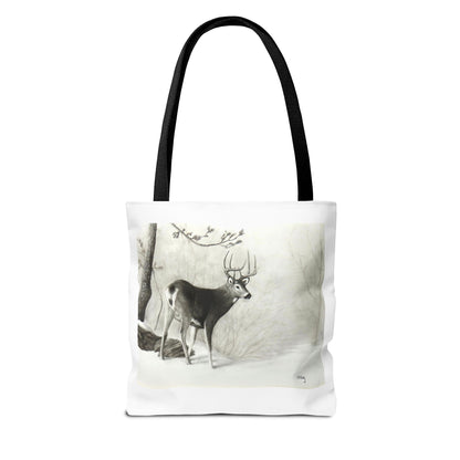 First Snow Tote Bag – All-Over Print Wildlife Art, 13"×13"
