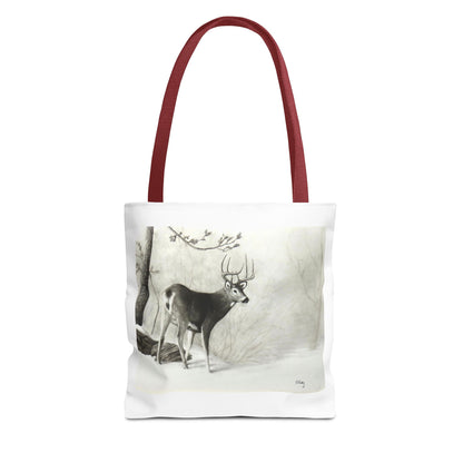 First Snow Tote Bag – All-Over Print Wildlife Art, 13"×13"