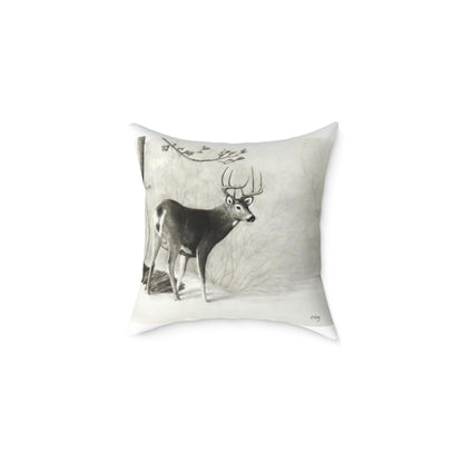 First Snow Square Poly Canvas Pillow