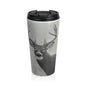 Watcher 2 Portrait Travel Mug – Wildlife Charcoal Art, Stainless Steel