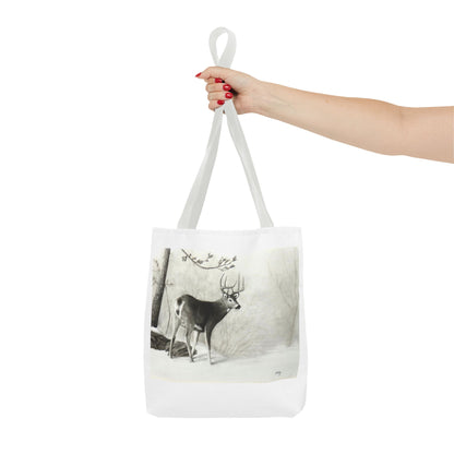 First Snow Tote Bag – All-Over Print Wildlife Art, 13"×13"