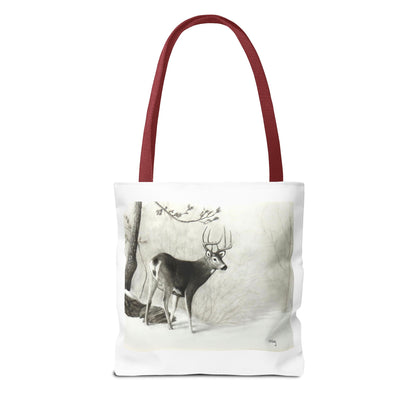 First Snow Tote Bag – All-Over Print Wildlife Art, 13"×13"