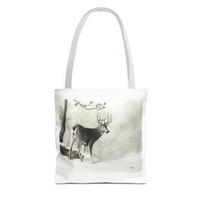 First Snow Tote Bag – All-Over Print Wildlife Art, 13"×13"