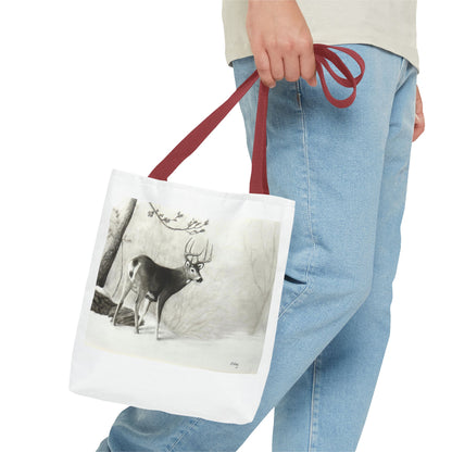 First Snow Tote Bag – All-Over Print Wildlife Art, 13"×13"