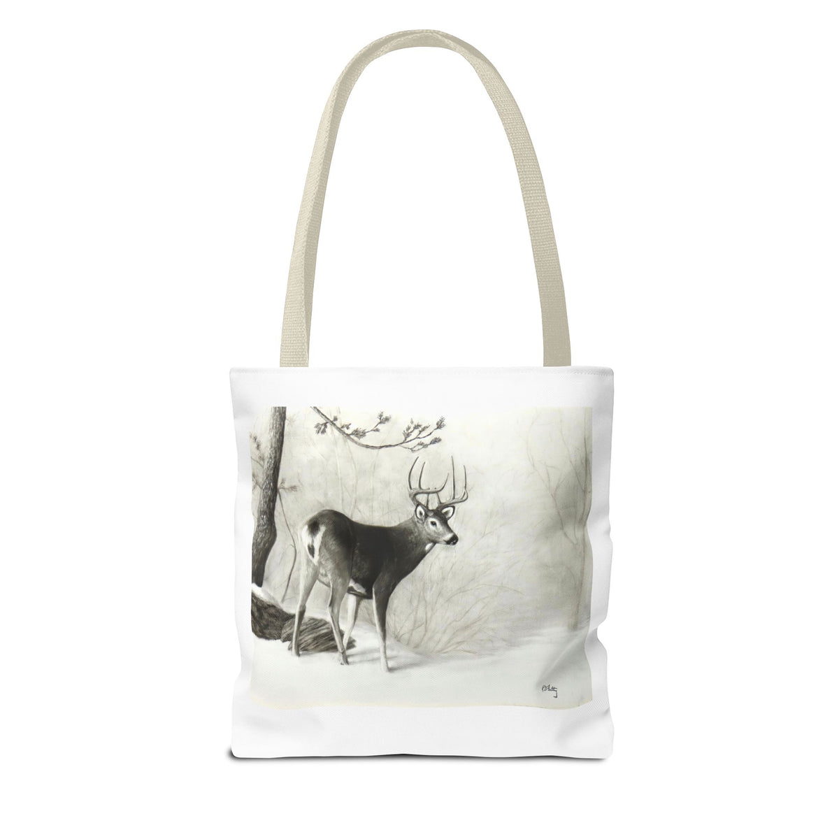 First Snow Tote Bag – All-Over Print Wildlife Art, 13"×13"
