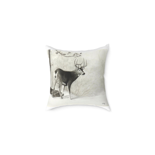 First Snow Square Poly Canvas Pillow
