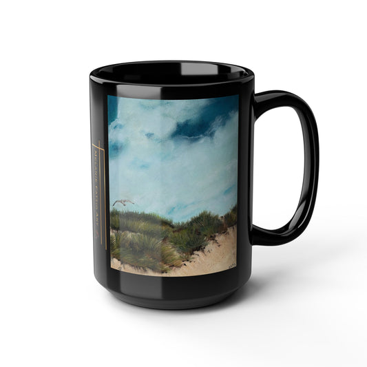 Coastal Dunes Landscape Art Mug, Black 15oz
