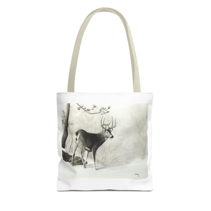 First Snow Tote Bag – All-Over Print Wildlife Art, 13"×13"