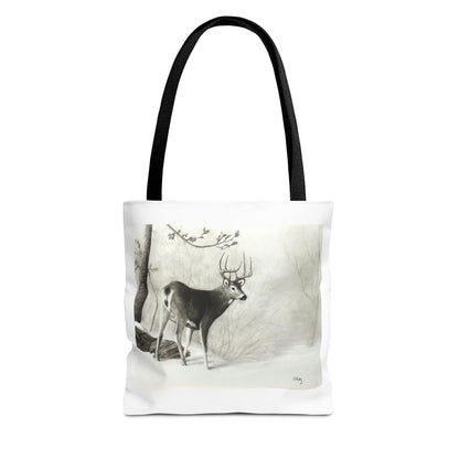 First Snow Tote Bag – All-Over Print Wildlife Art, 13"×13"