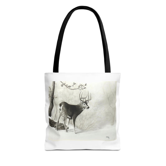 First Snow Tote Bag – All-Over Print Wildlife Art, 13"×13"