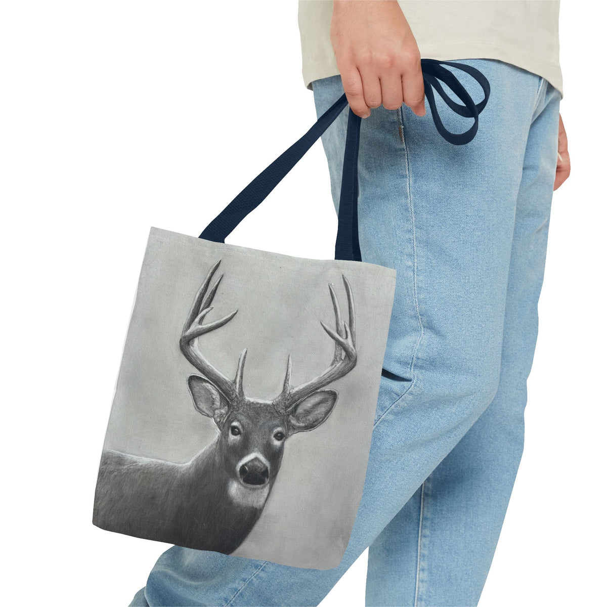 Watcher 1 Art Tote Bag – All-Over Print, Wildlife Deer Artwork, 13"×13"