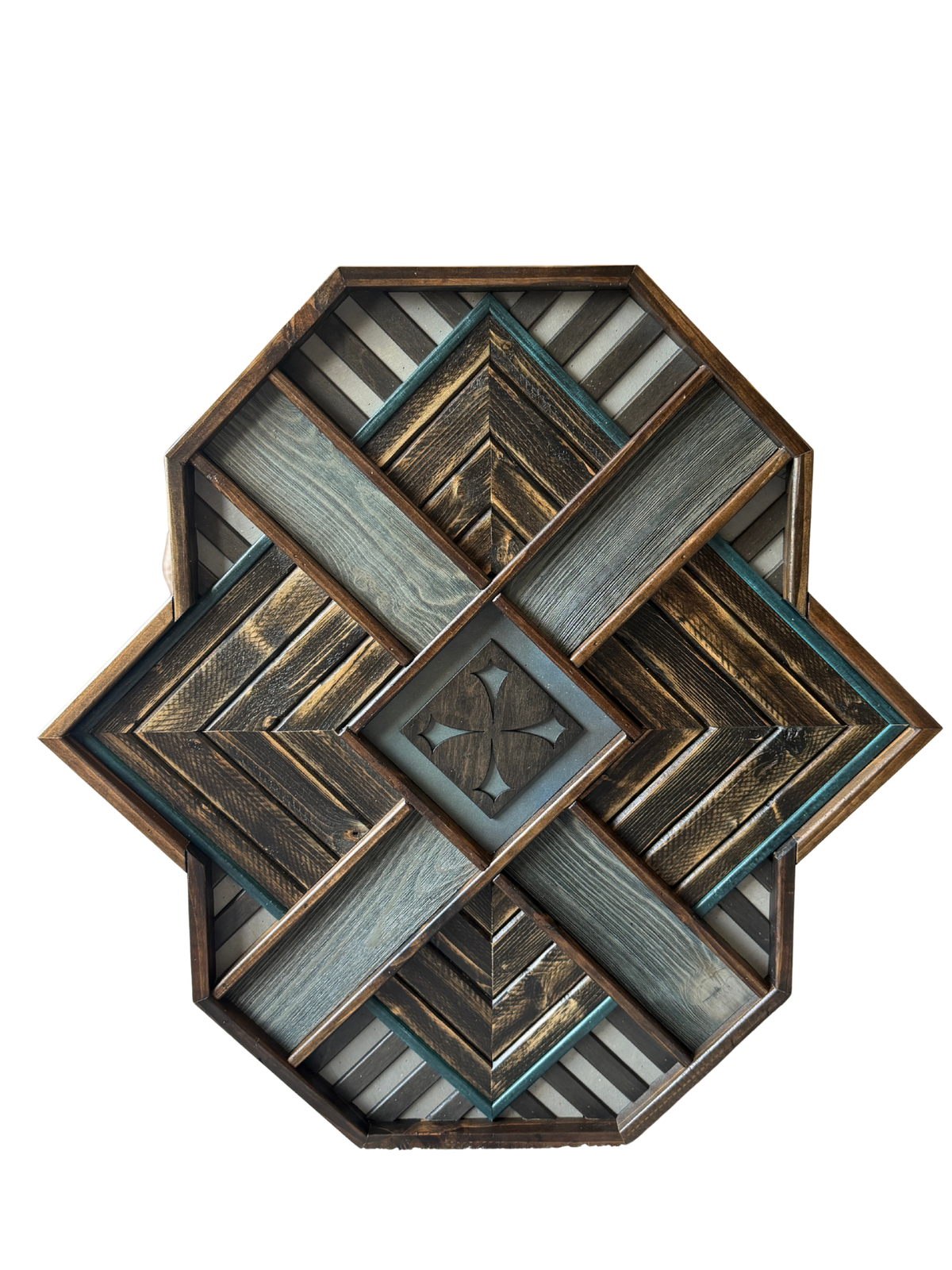 Wood mosaic wall decor