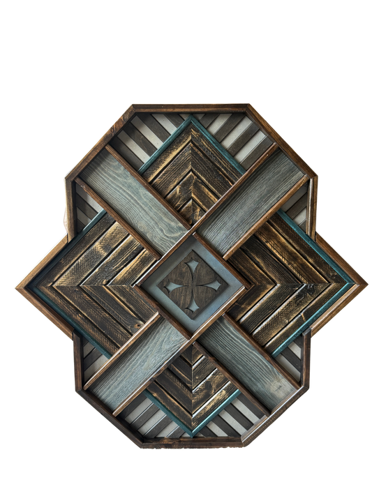 Wood mosaic wall decor