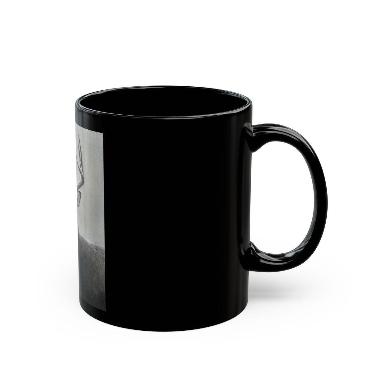 Watcher 2 Art Mug – Wildlife Deer Drawing, Black 11oz