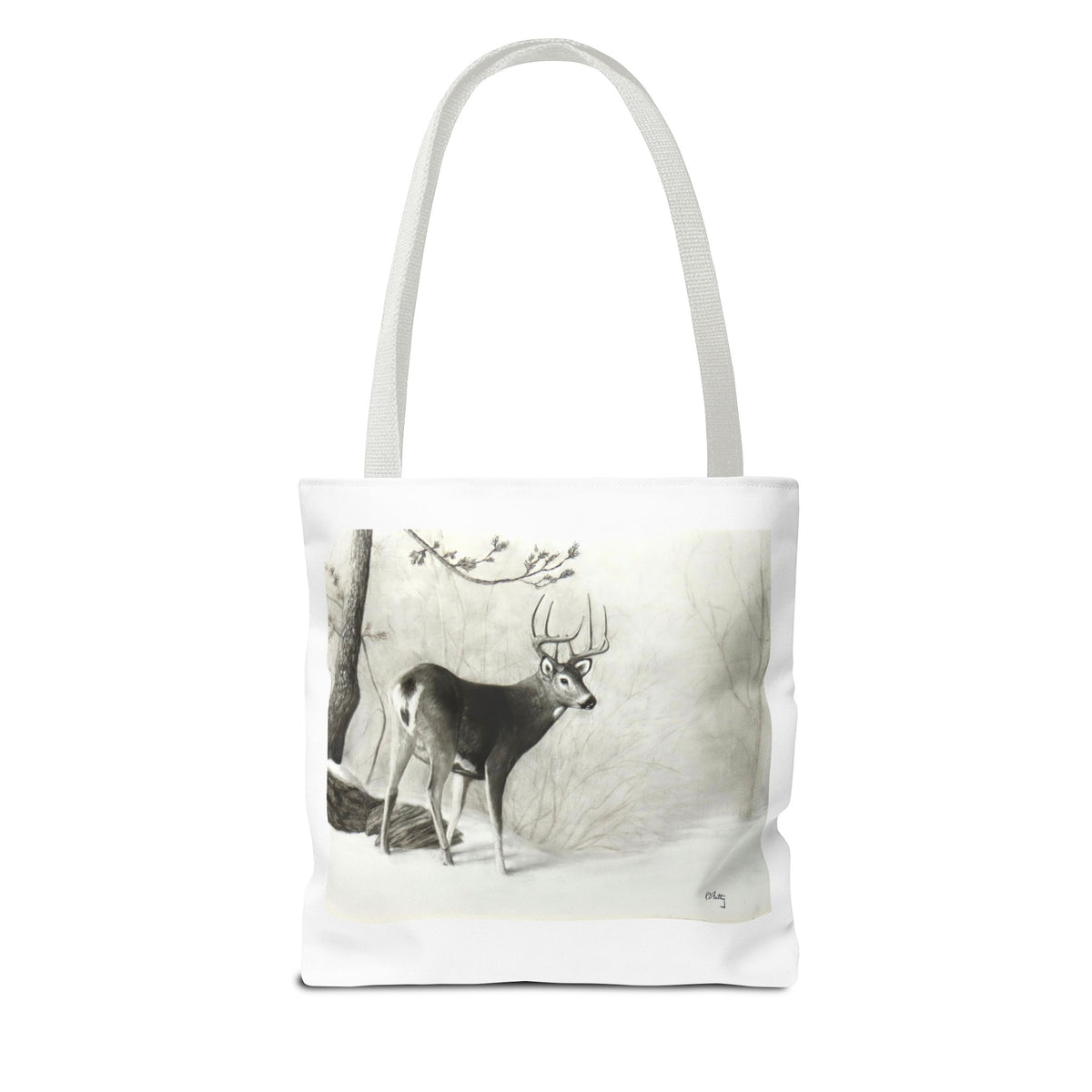 First Snow Tote Bag – All-Over Print Wildlife Art, 13"×13"
