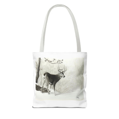 First Snow Tote Bag – All-Over Print Wildlife Art, 13"×13"