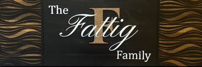 Wave Family Sign – three-piece laser-cut wood sign with wave design
