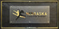 Nebraska Center Stage custom business sign – gold and black mirror acrylic on wood base